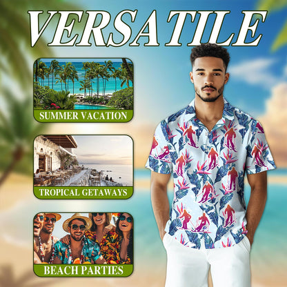Skiing Hawaiian Shirt for Men, Button Down Aloha Shirt - Azhawaiian