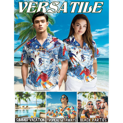Skiing Hawaiian Shirt for Men, Button Down Aloha Shirt - Azhawaiian