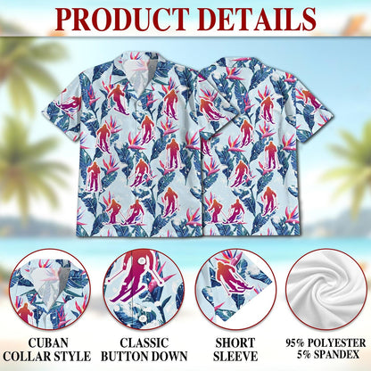 Skiing Hawaiian Shirt for Men, Button Down Aloha Shirt - Azhawaiian