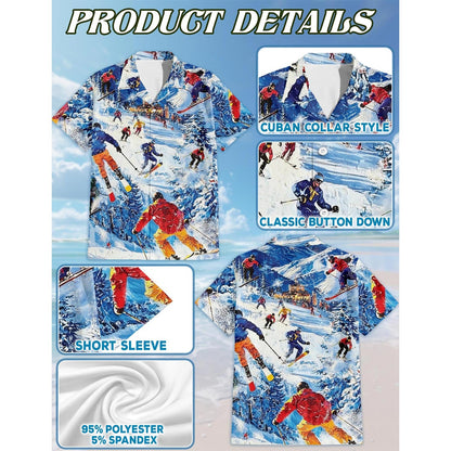 Skiing Hawaiian Shirt for Men, Button Down Aloha Shirt - Azhawaiian
