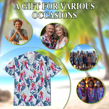 Skiing Hawaiian Shirt for Men, Button Down Aloha Shirt - Azhawaiian
