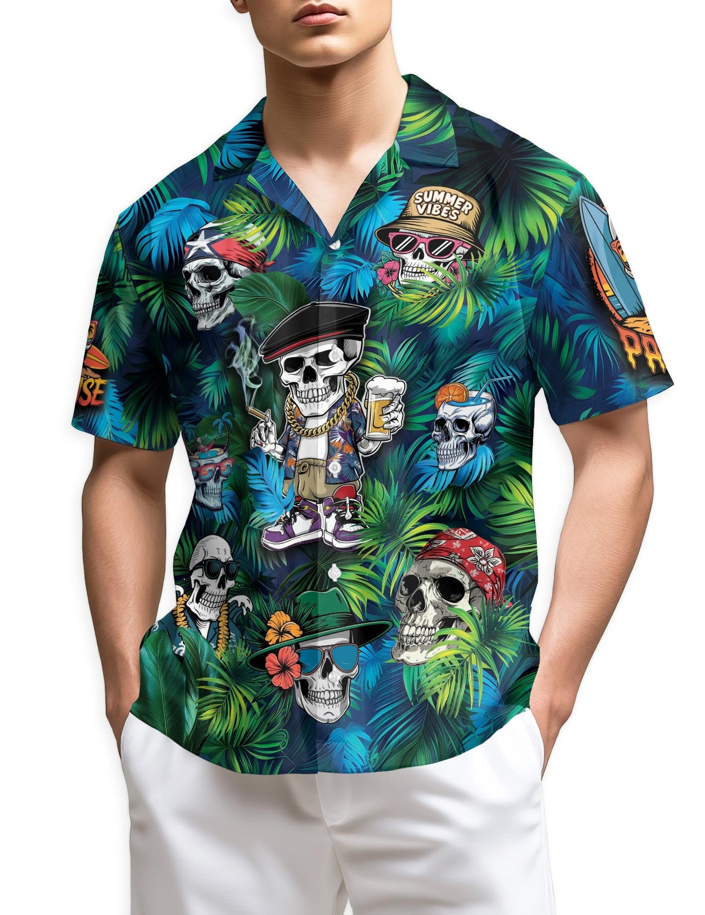 Azhawaiian Skull Life Style Hawaiian Shirt for Men