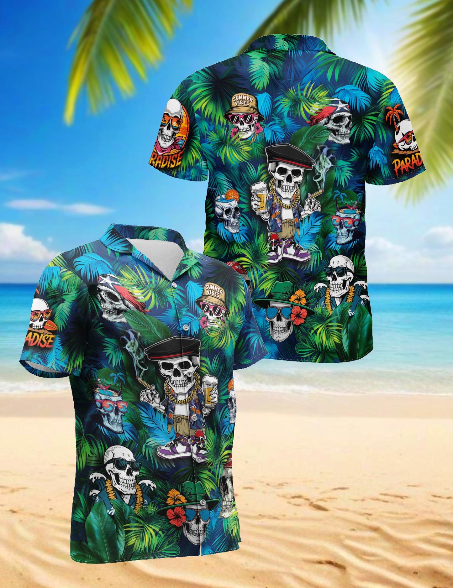 Skull Life Style Hawaiian Shirt for Men, Button Down Aloha Shirt - Azhawaiian