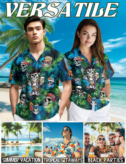 Skull Life Style Hawaiian Shirt for Men, Button Down Aloha Shirt - Azhawaiian