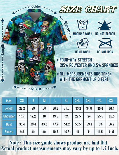 Skull Life Style Hawaiian Shirt for Men, Button Down Aloha Shirt - Azhawaiian