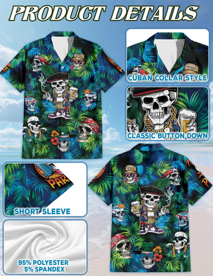 Skull Life Style Hawaiian Shirt for Men, Button Down Aloha Shirt - Azhawaiian