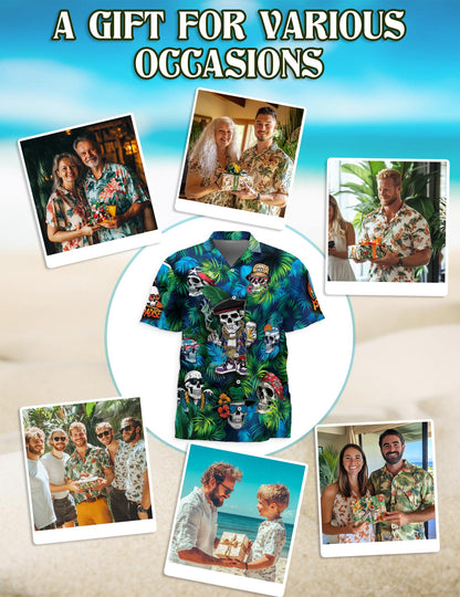Skull Life Style Hawaiian Shirt for Men, Button Down Aloha Shirt - Azhawaiian
