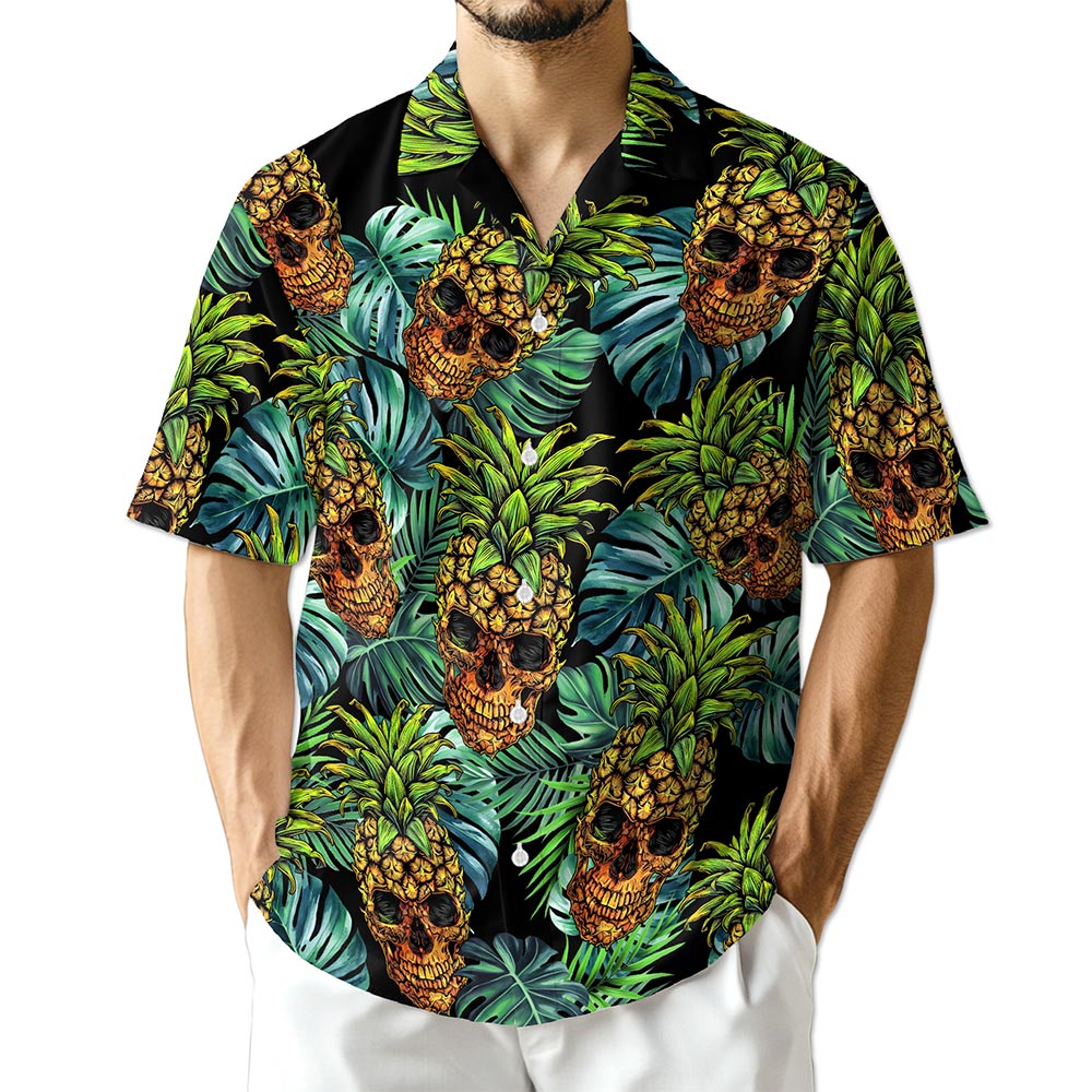 Azhawaiian Skull Pineapple Hawaiian Shirt for Men