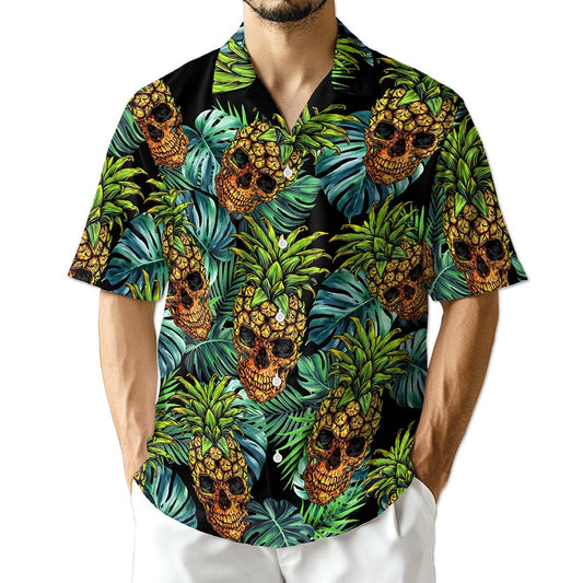 Azhawaiian Skull Pineapple Hawaiian Shirt for Men