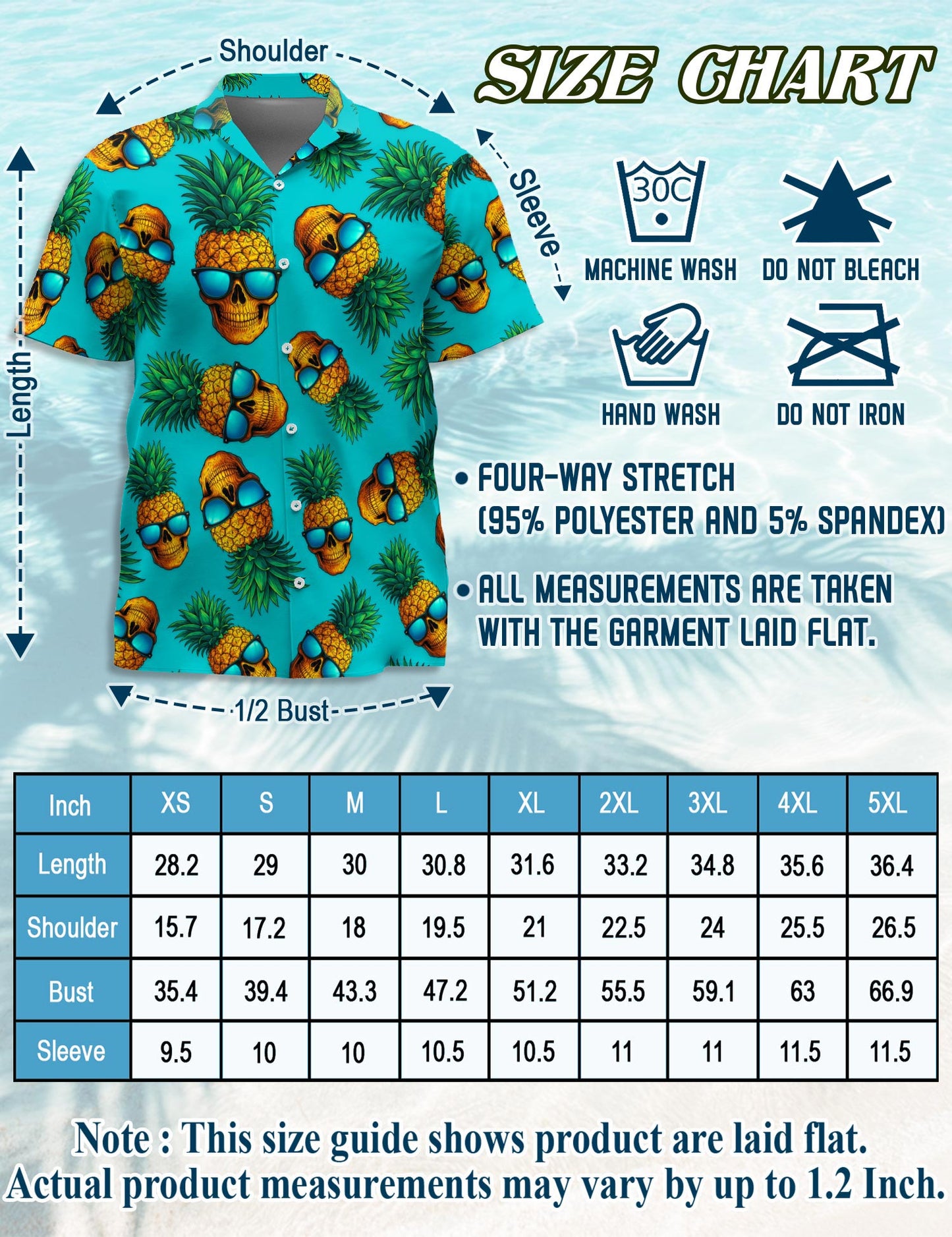 Skull Pineapple with Sunglasses Hawaiian Shirt for Men, Button Down Aloha Shirt - Azhawaiian