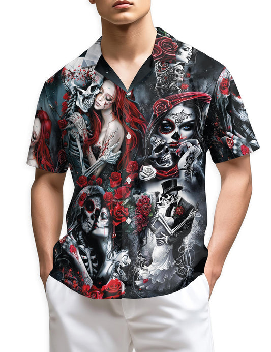 Azhawaiian Skull Rose Hawaiian Shirt for Men