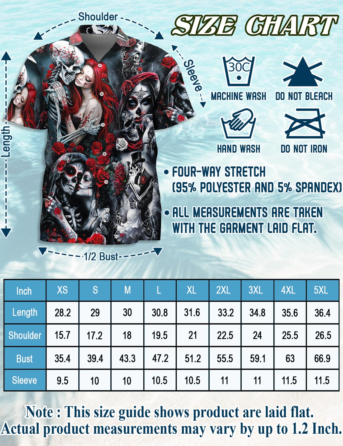 Skull Rose Hawaiian Shirt for Men, Button Down Aloha Shirt - Azhawaiian