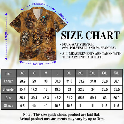 Skull Steampunk Hawaiian Shirt for Men, Button Down Aloha Shirt - Azhawaiian