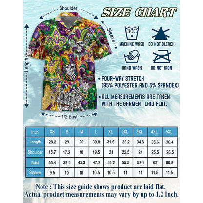 Skulls Mardi Gras Hawaiian Shirt for Men, Button Down Aloha Shirt - Azhawaiian