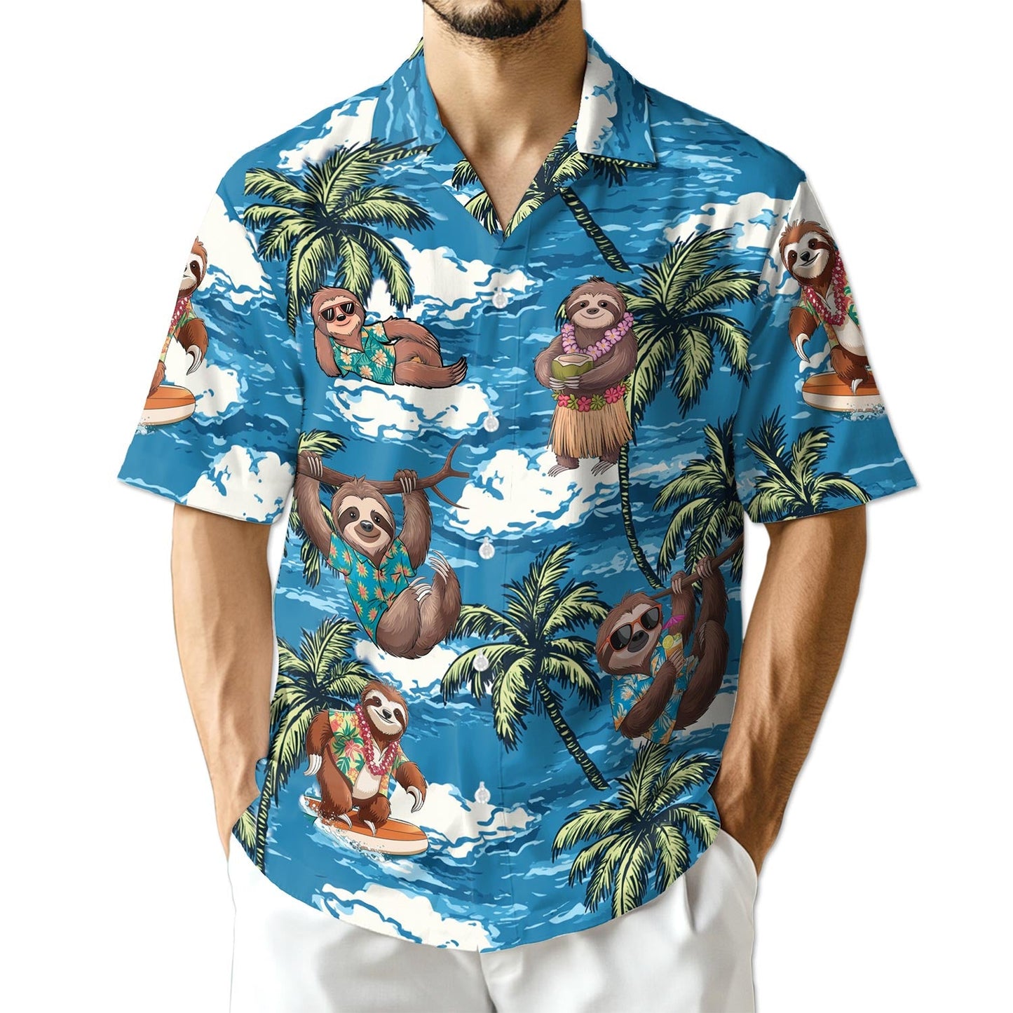 Azhawaiian Sloth Ocean Hawaiian Shirt for Men