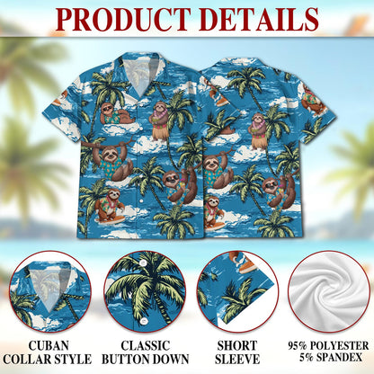 Sloth Ocean Hawaiian Shirt for Men, Button Down Aloha Shirt - Azhawaiian