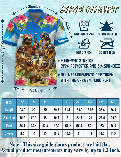 Sloth Surfing Hawaiian Shirt for Men, Button Down Aloha Shirt - Azhawaiian