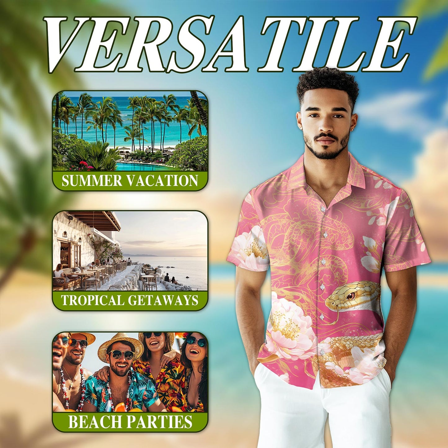 Snake Year Hawaiian Shirt for Men, Button Down Aloha Shirt - Azhawaiian