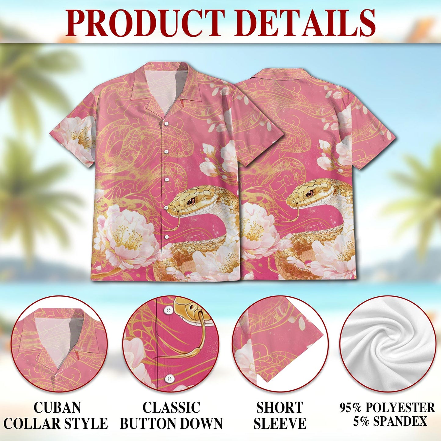 Snake Year Hawaiian Shirt for Men, Button Down Aloha Shirt - Azhawaiian
