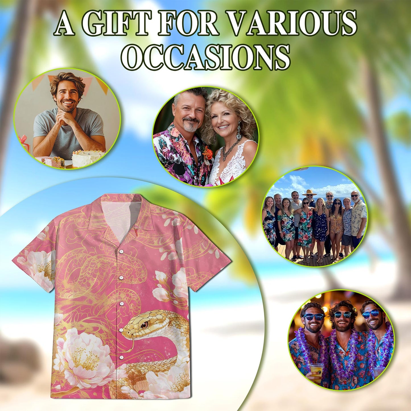 Snake Year Hawaiian Shirt for Men, Button Down Aloha Shirt - Azhawaiian
