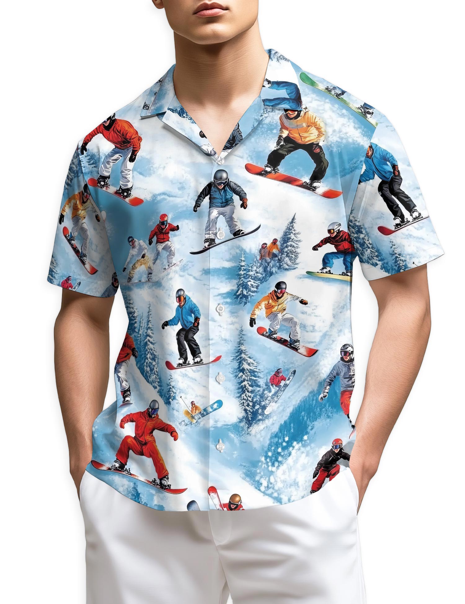 Azhawaiian Snowboarding Passion Skiing Hawaiian Shirt for Men
