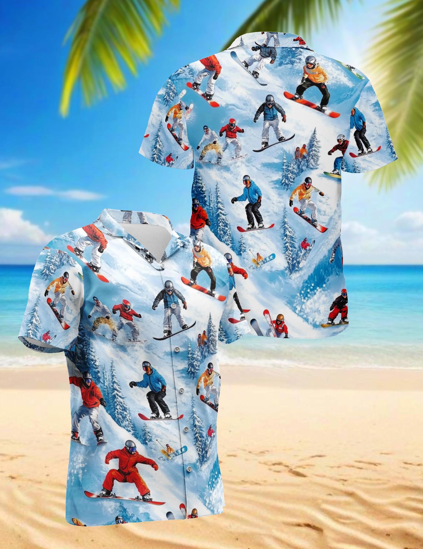 Snowboarding Passion Skiing Hawaiian Shirt for Men, Button Down Aloha Shirt - Azhawaiian