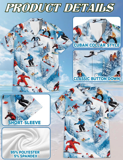 Snowboarding Passion Skiing Hawaiian Shirt for Men, Button Down Aloha Shirt - Azhawaiian