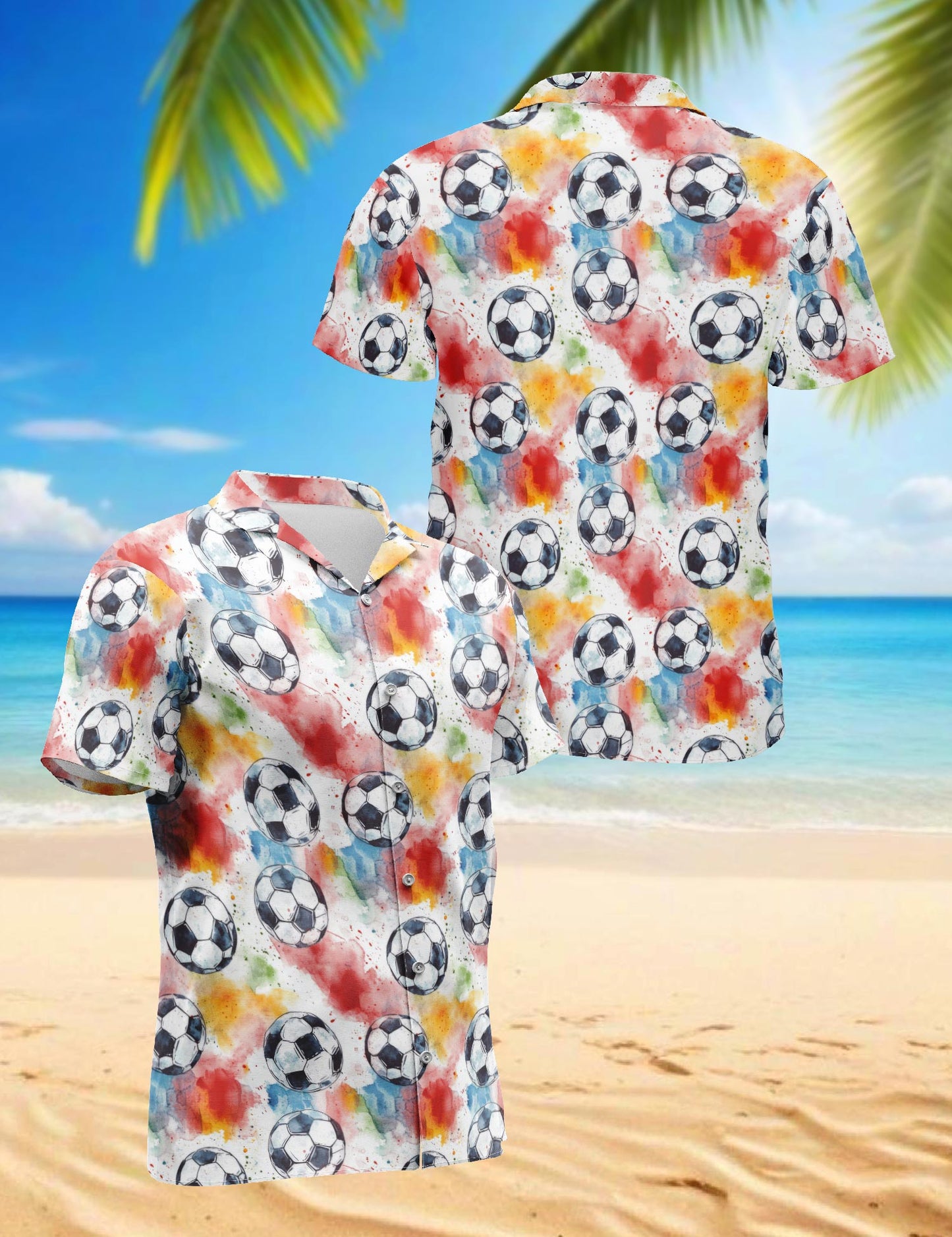 Soccer Ball Hawaiian Shirt for Men, Button Down Aloha Shirt - Azhawaiian