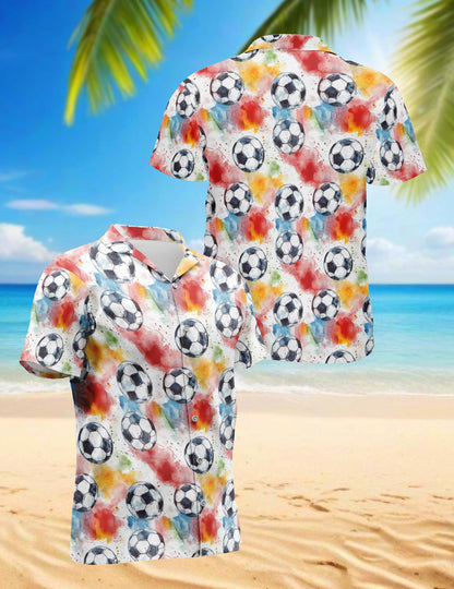 Soccer Ball Hawaiian Shirt for Men, Button Down Aloha Shirt - Azhawaiian