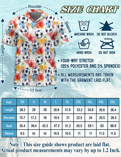 Soccer Ball Hawaiian Shirt for Men, Button Down Aloha Shirt - Azhawaiian
