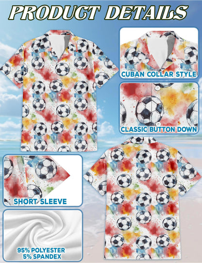 Soccer Ball Hawaiian Shirt for Men, Button Down Aloha Shirt - Azhawaiian