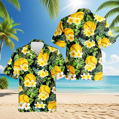 SoftBall Hawaiian Shirt for Men, Button Down Aloha Shirt - Azhawaiian