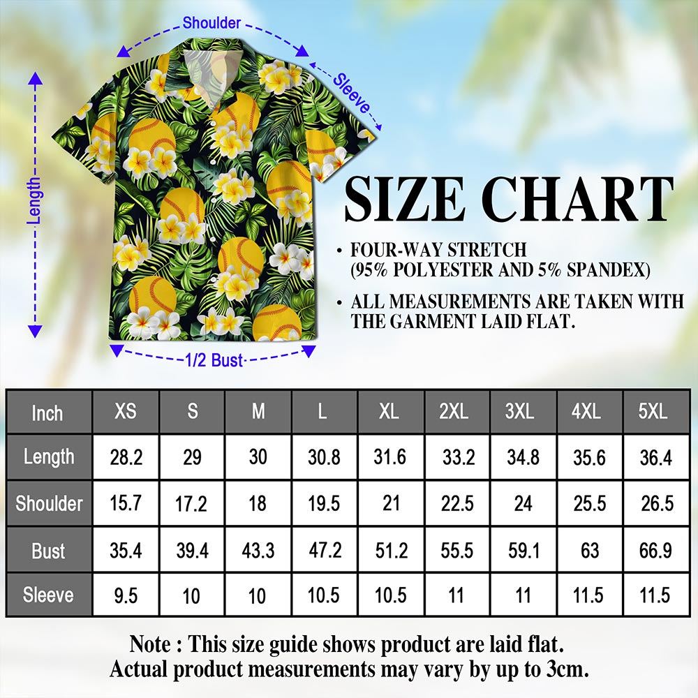 SoftBall Hawaiian Shirt for Men, Button Down Aloha Shirt - Azhawaiian