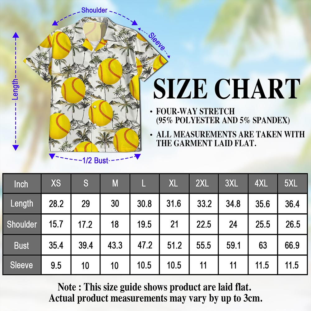 SoftBall Hawaiian Shirt for Men, Button Down Aloha Shirt - Azhawaiian