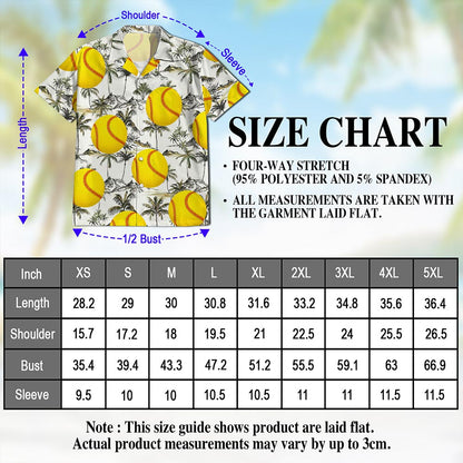 SoftBall Hawaiian Shirt for Men, Button Down Aloha Shirt - Azhawaiian