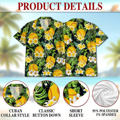 SoftBall Hawaiian Shirt for Men, Button Down Aloha Shirt - Azhawaiian