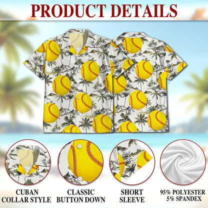 SoftBall Hawaiian Shirt for Men, Button Down Aloha Shirt - Azhawaiian
