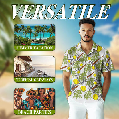 Softball Hawaiian Shirt for Men, Button Down Aloha Shirt - Azhawaiian