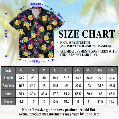 Softball Hawaiian Shirt for Men, Button Down Aloha Shirt - Azhawaiian