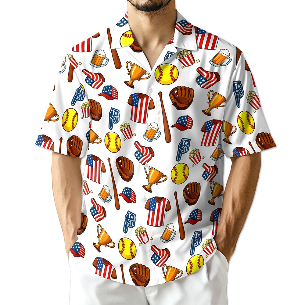 Azhawaiian Softball USA Hawaiian Shirt for Men