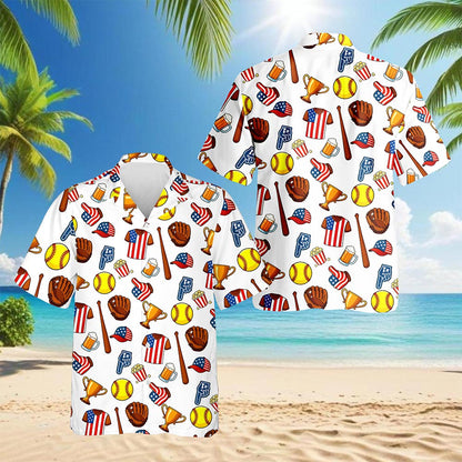 Softball USA Hawaiian Shirt for Men, Button Down Aloha Shirt - Azhawaiian