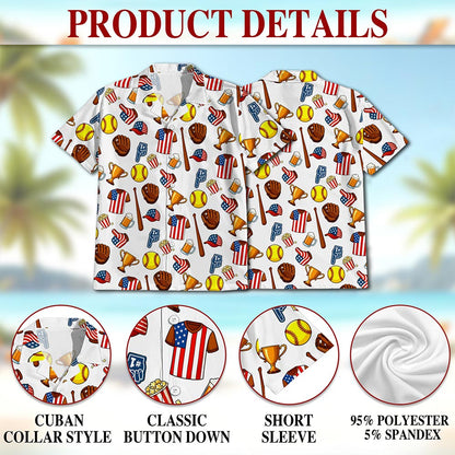 Softball USA Hawaiian Shirt for Men, Button Down Aloha Shirt - Azhawaiian