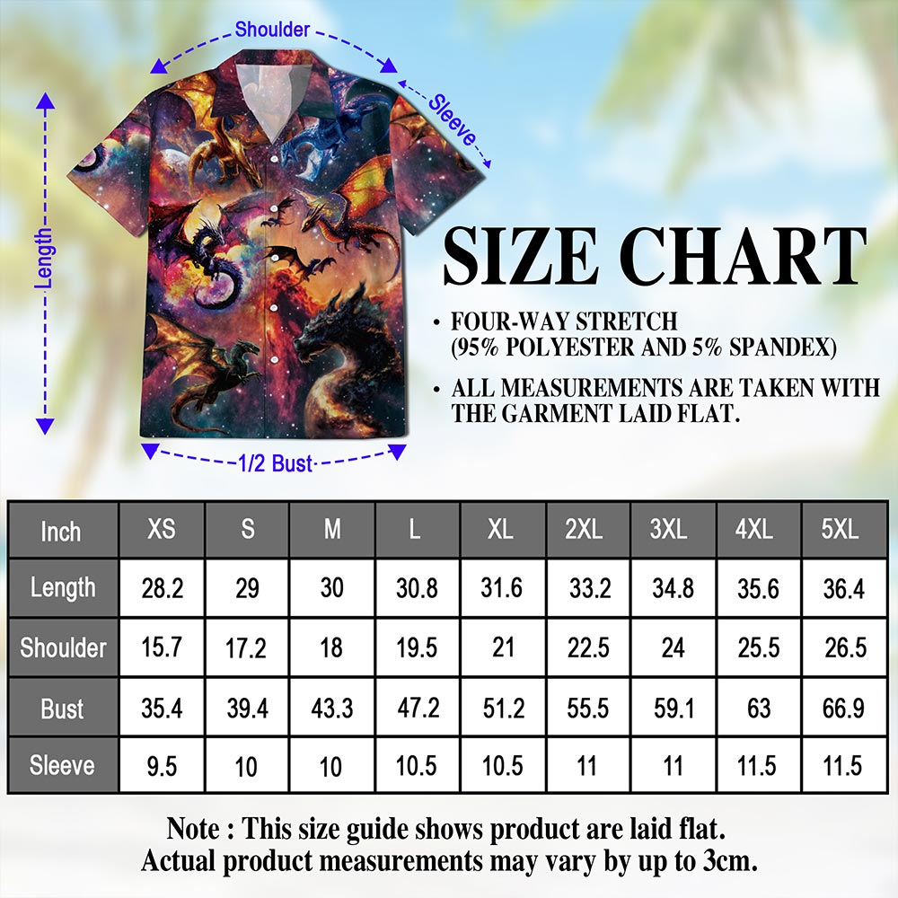 Space Dragon Hawaiian Shirt for Men, Button Down Aloha Shirt - Azhawaiian