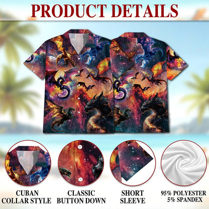 Space Dragon Hawaiian Shirt for Men, Button Down Aloha Shirt - Azhawaiian