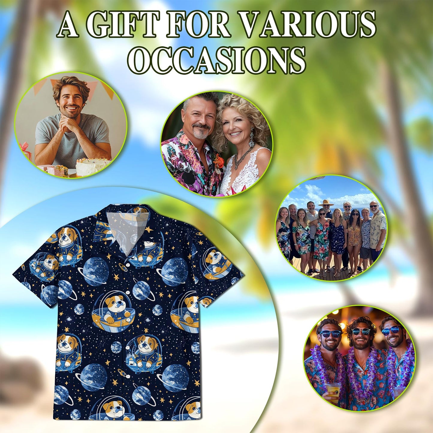 Space English Bulldog Astronaut Hawaiian Shirt for Men, Button Down Aloha Shirt - Azhawaiian