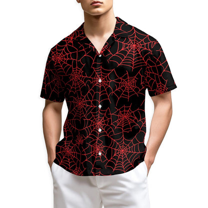 Azhawaiian Spider Web Red Hawaiian Shirt for Men