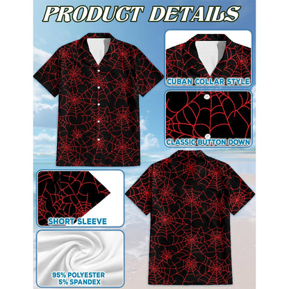 Spider Web Red Hawaiian Shirt for Men, Button Down Aloha Shirt - Azhawaiian