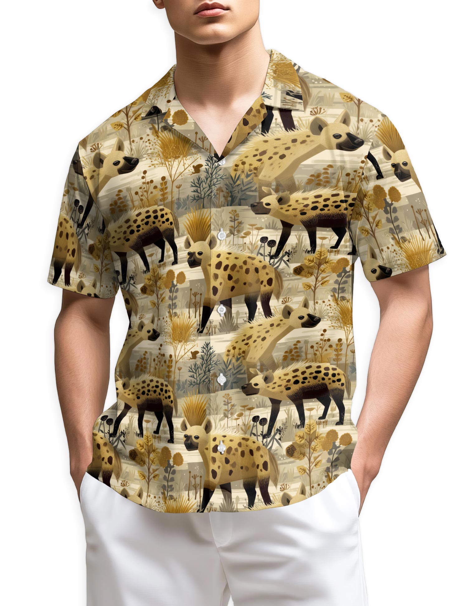 Azhawaiian Spotted Hyenas Hawaiian Shirt for Men