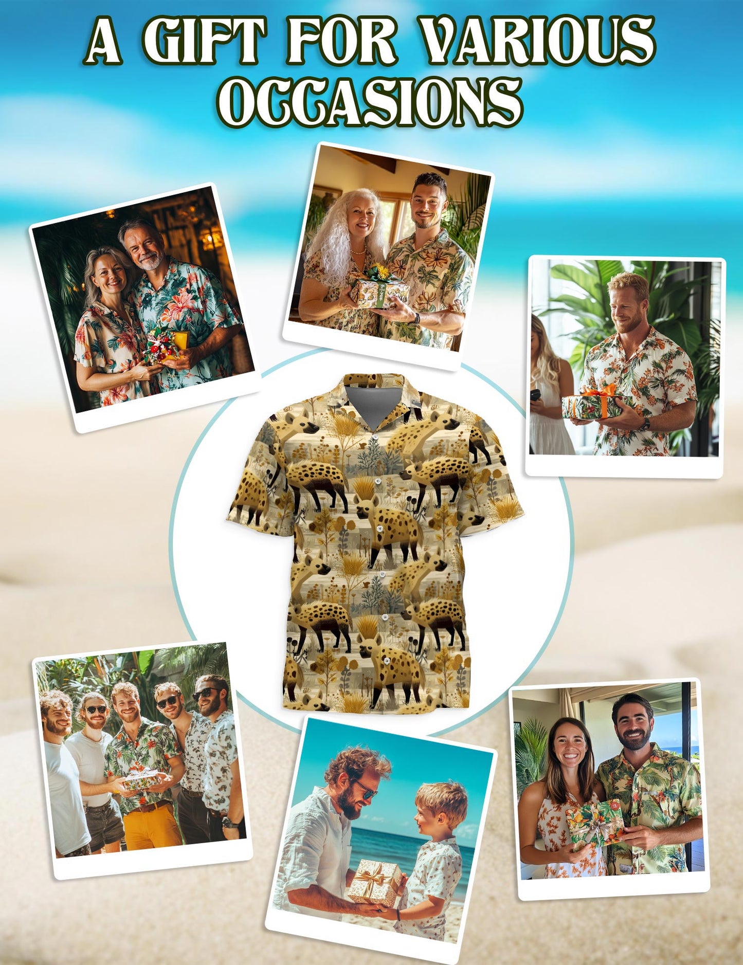 Spotted Hyenas Hawaiian Shirt for Men, Button Down Aloha Shirt - Azhawaiian