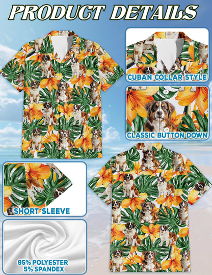 St.Bernard Hawaiian Shirt for Men, Button Down Aloha Shirt - Azhawaiian